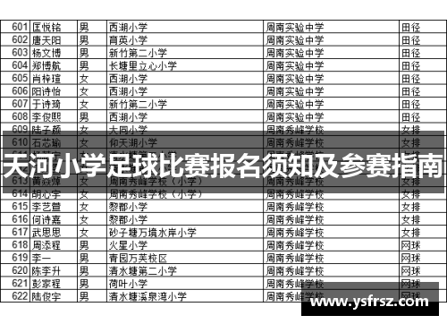 天河小学足球比赛报名须知及参赛指南